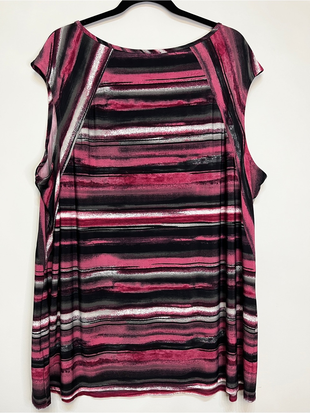 NWT Striped Pink & Black Layered Tank Top - size 3X, Oversized - Picture 2 of 8